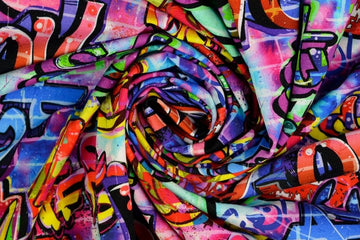 French Terry mit Graffiti, pink, 0,5 m